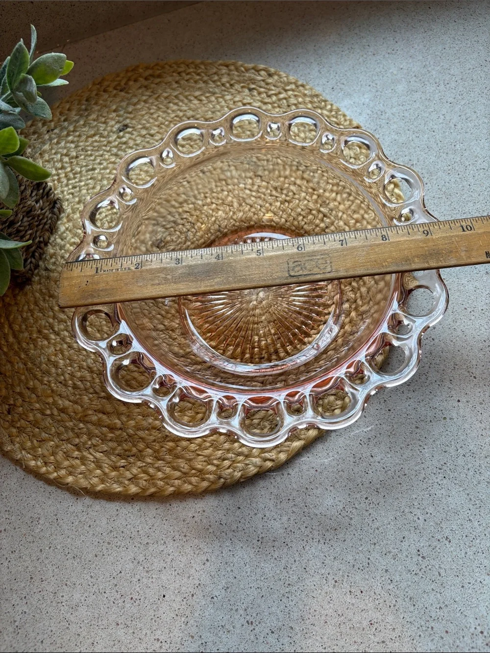 (2) Pink Depression Glass Lace Edge Bowls - Hocking Glass Co 1930s